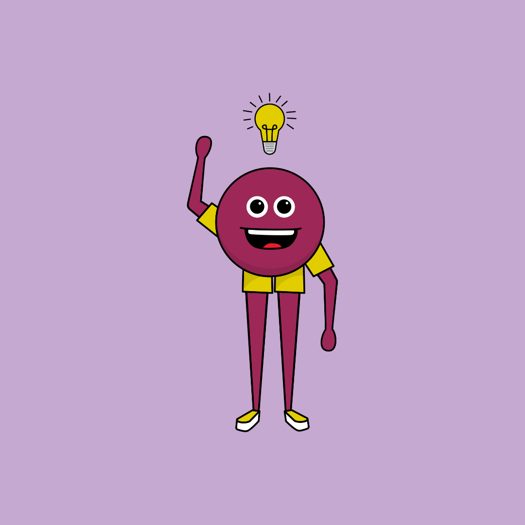 Character with lightbulb above head