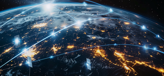Image of space and data satellites