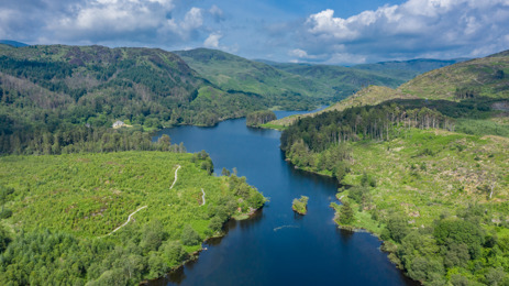 Glentrool aerial image in Galloway park area