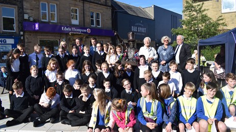 Representatives from SOSE and Scottish Borders Council with school children in Galashiels