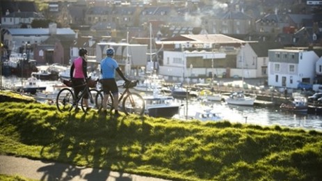 SSDA Local Destination Development meeting - Dumfries (online) cyclists overlooking harbour